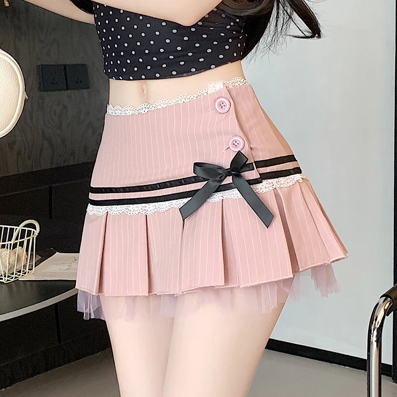Pure Desire Sweet Sister  Knot Double Layer Pleated Skirt Pants Sexy Butt Exposure Dancing Net Red Broadcast Short S...