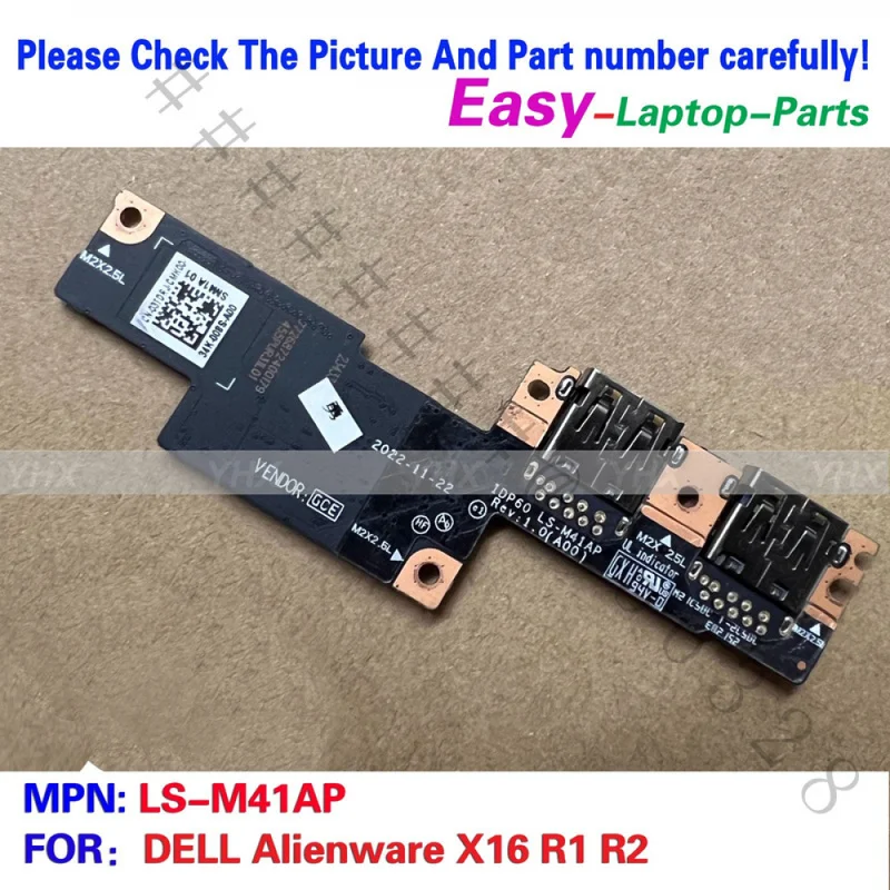 AS+New USB Port Board For Dell Alienware X16 R1 R2 Laptop USB Interface Board P/N:LS‑M41AP Replacement Repair Part