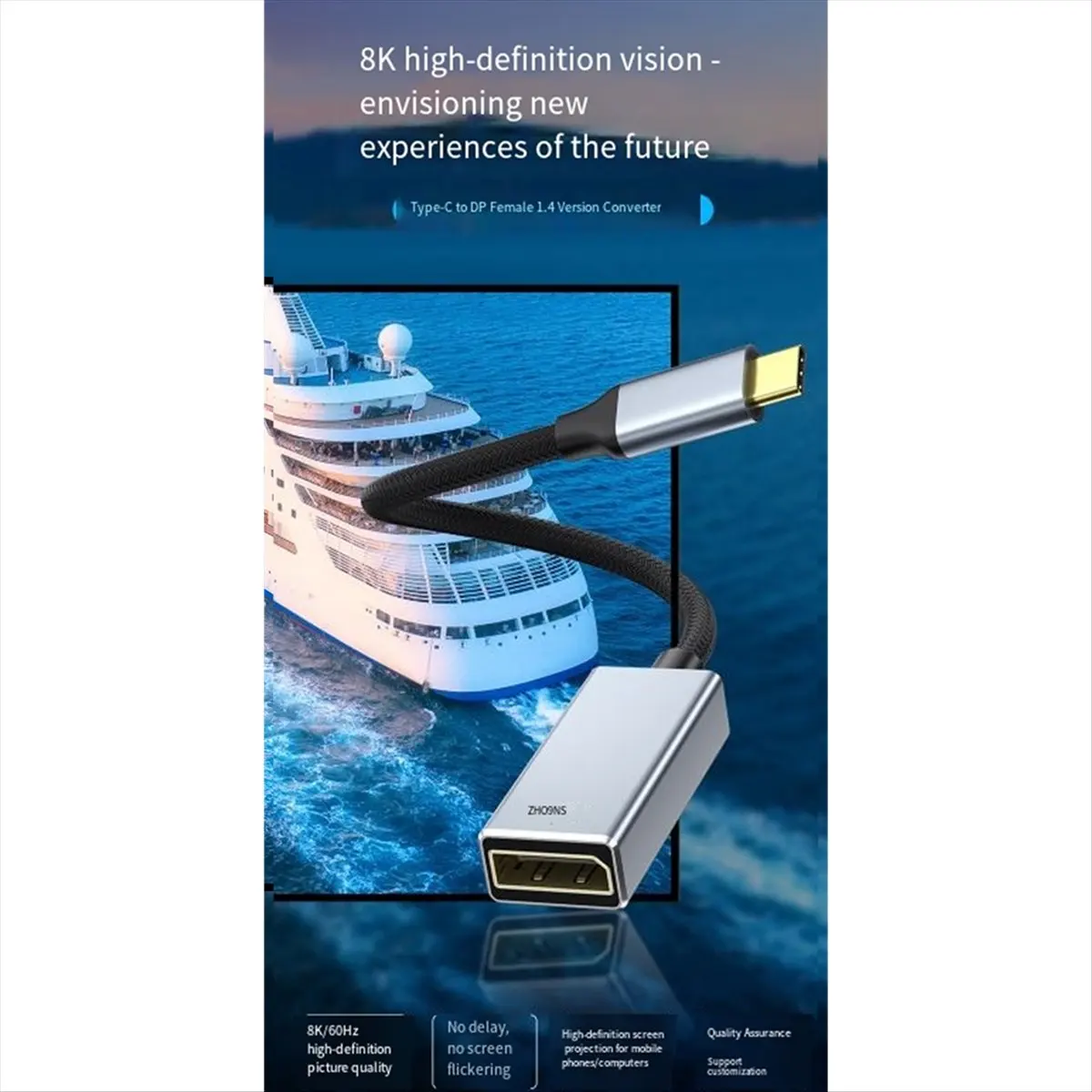 A99X 8K USB 3.1 Type C to Displayport Cable 8K@60Hz 4K@144Hz DP 1.4 Adapter USB C Video Adapter for Pro Air M1