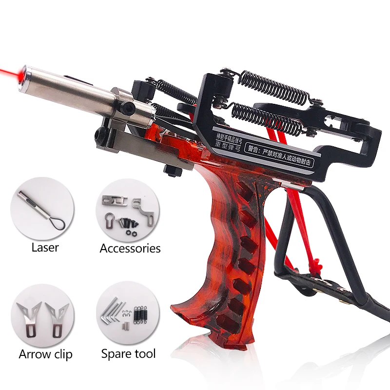 Slingshot with Wrist Rest Powerful FishingOutdoor Hunting All-metal Material Sling Shot Large Catapult for Fishing and Ball