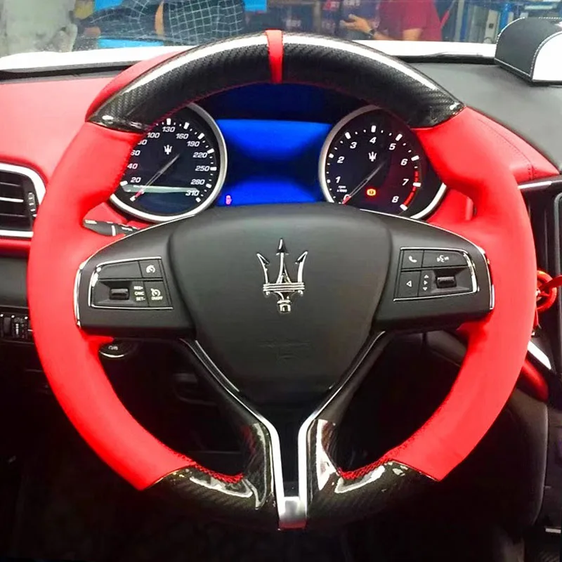 hand-stitched non-slip genuine leather carbon fibre car Steering Wheel Cover For Maserati Ghibli Levante Quattroporte Original