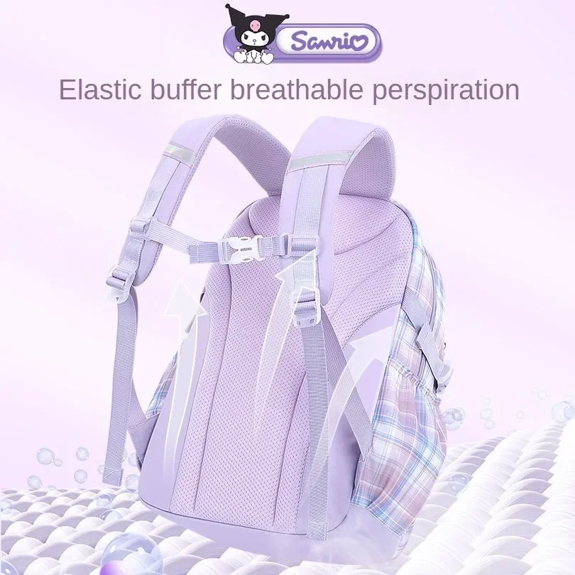 Sanrio Schult asche Grundschüler große Kapazität leichte Kinder Wirbelsäulen schutz Kuromi Nylon wasserdichten Rucksack