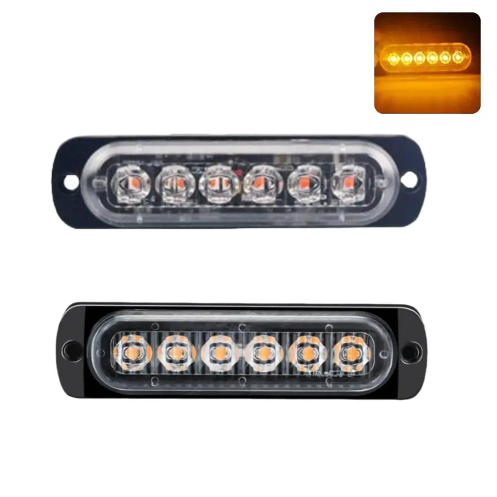 1 pz auto Led stroboscopico spia Grill lampeggiante guasto camion di emergenza rimorchio faro lampada lato LED per 12V 24V 6LED Fl M4Y1