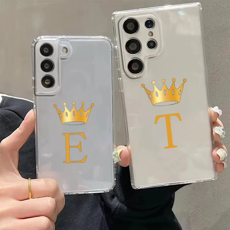 Crown Letter T To E Phone Case For Samsung Galaxy S26 S25 S24 Plus S23 FE S22 S21 S20 Ultra 5G S10 Soft Clear Cover
