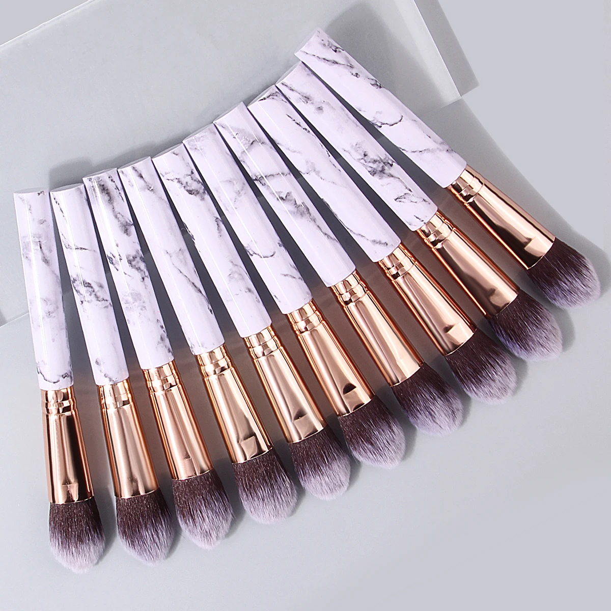 Ensemble de pinceaux de maquillage en marbre, 10 pièces, multifonctionnels, pour Blush, poudre à Condensation, pour surbrillance, ensemble complet d'outils de beauté