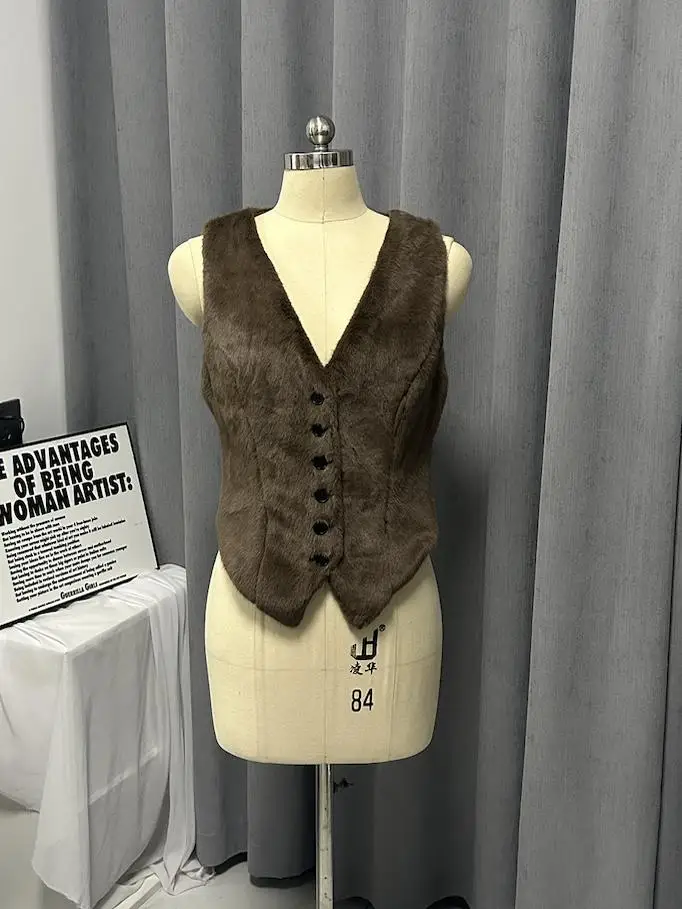 

Винтажные коричневые джинсы Jennie с V-образным вырезом и одной пуговицей, джинсы с низкой талией, полиэфирная ткань, обычная тонкая осенняя одежда