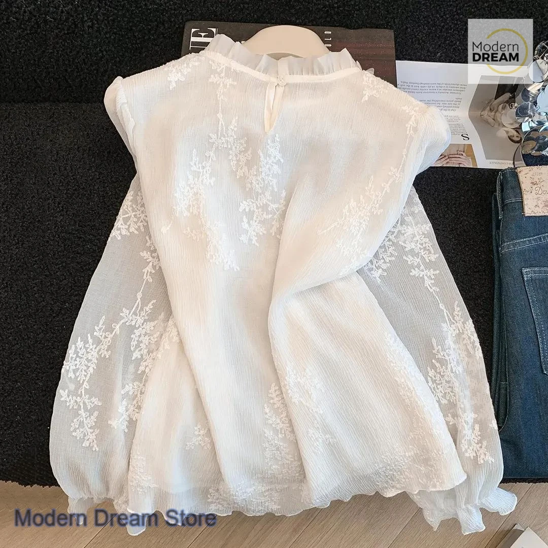 

French advanced jacquard embroidery beaded lace long-sleeved shirt women's spring and autumn new western-style casual top