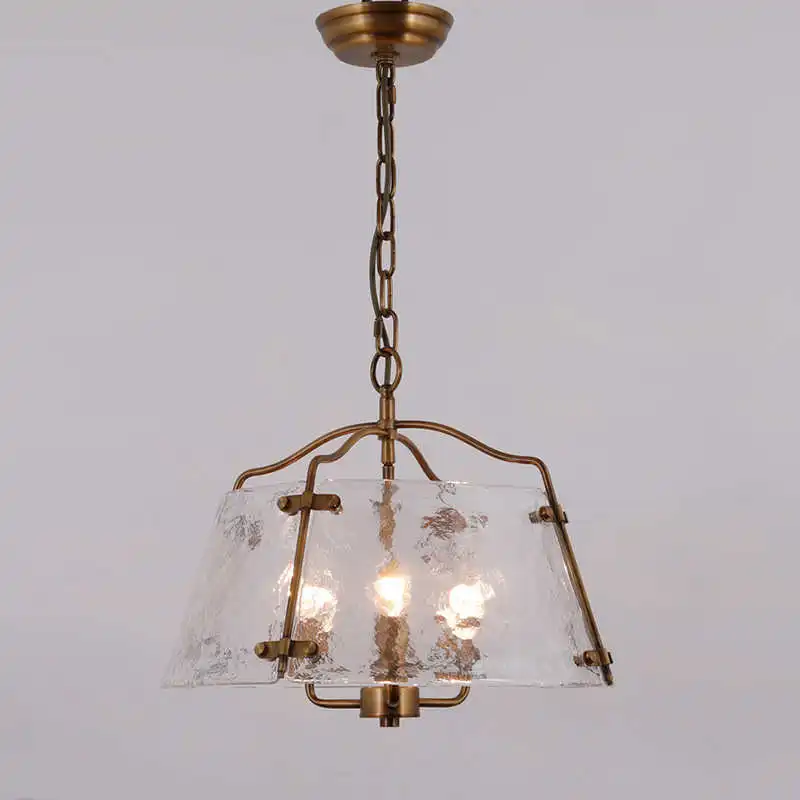 American Industrial Style Transparent Glass Pendant Lights Retro Atmosphere Bedroom Study Bar Counter Wrought Iron Hanging Lamps