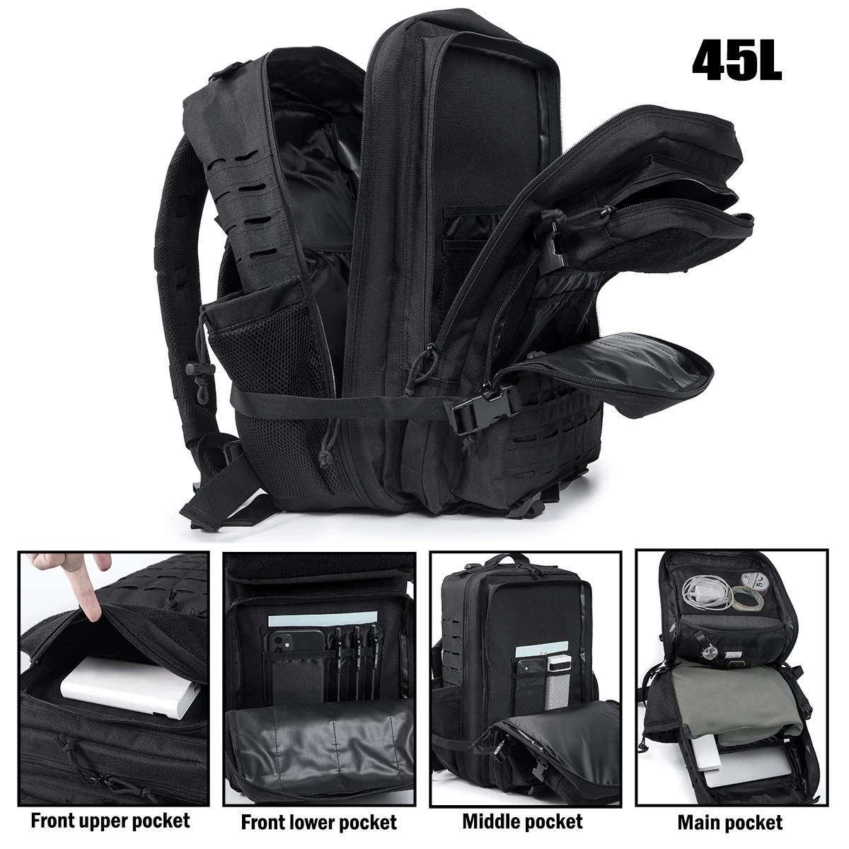 حقيبة ظهر للرحلات سعة 25 لترًا/45 لترًا، مناسبة للسفر والرياضة والاستخدام اليومي. ينطبق على التخييم والرياضات الخارجية والأنشطة اليومية