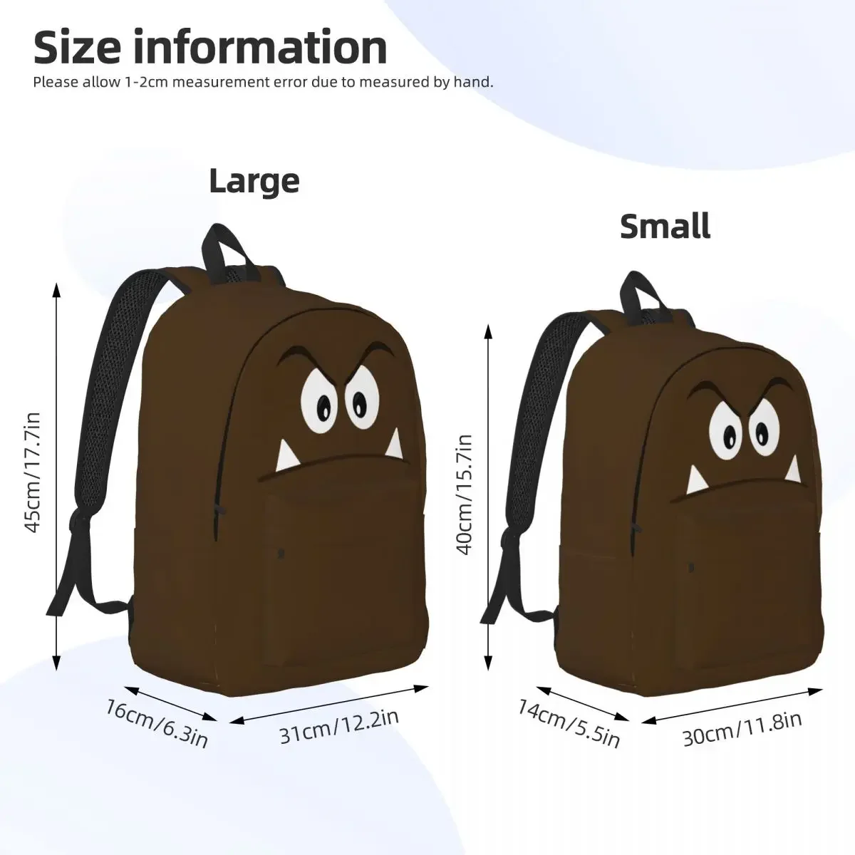 Goomba Face Game for Men Women Student School Bookbag Daypack Middle High College Gift