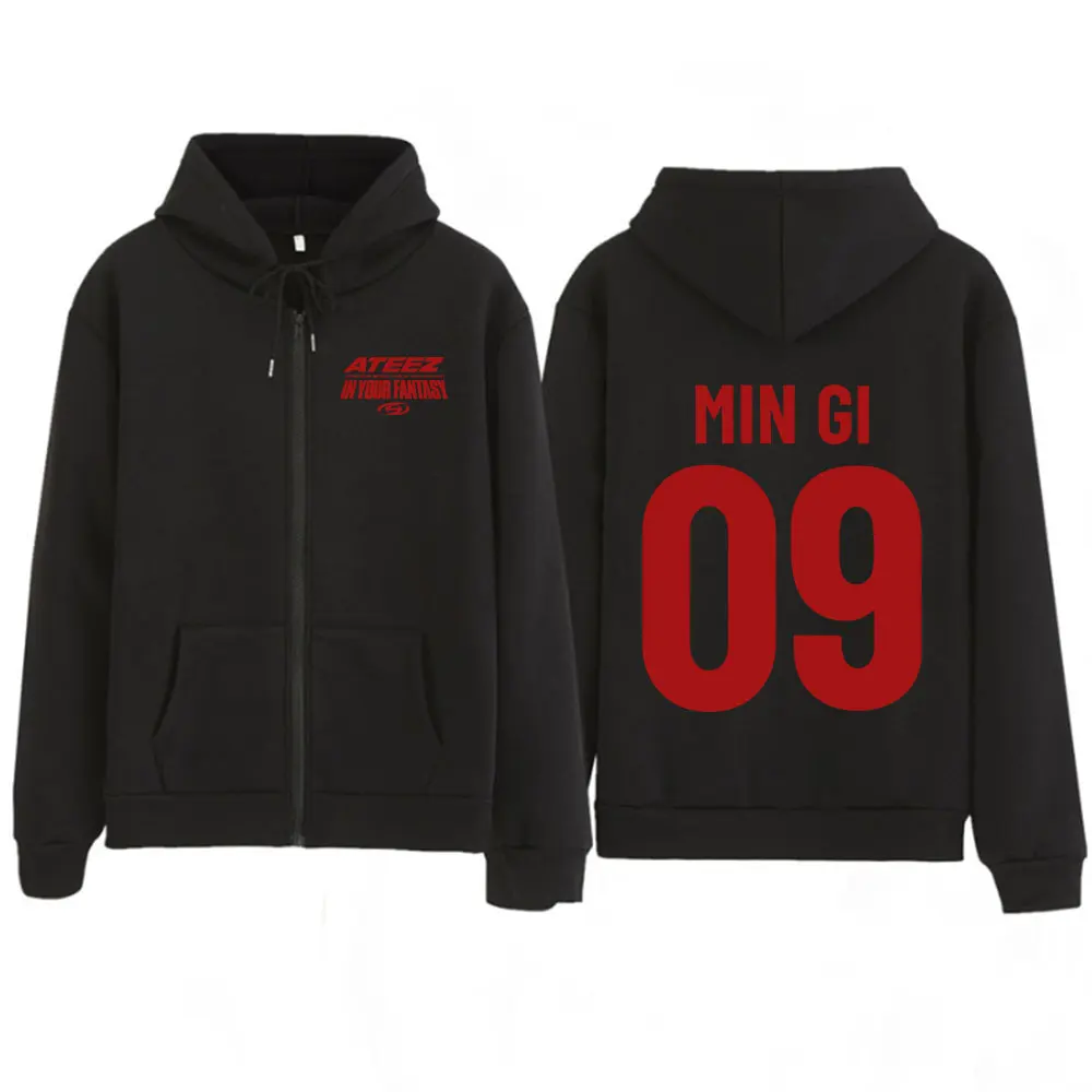 

Korean Ateez 2025 World Tour in Your Fantasy Zipper Hoodies Mingi Kpop Fashion Zip Up Sweatshirts Jackets Men Women Pullovers