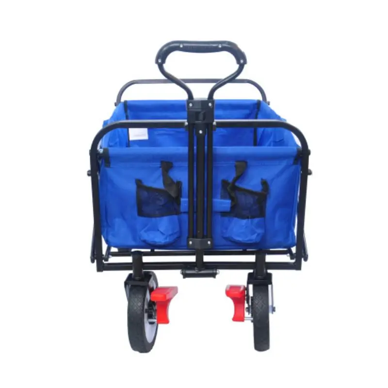 Folding Wagon Garden Shopping Beach Cart (Blue Colour)