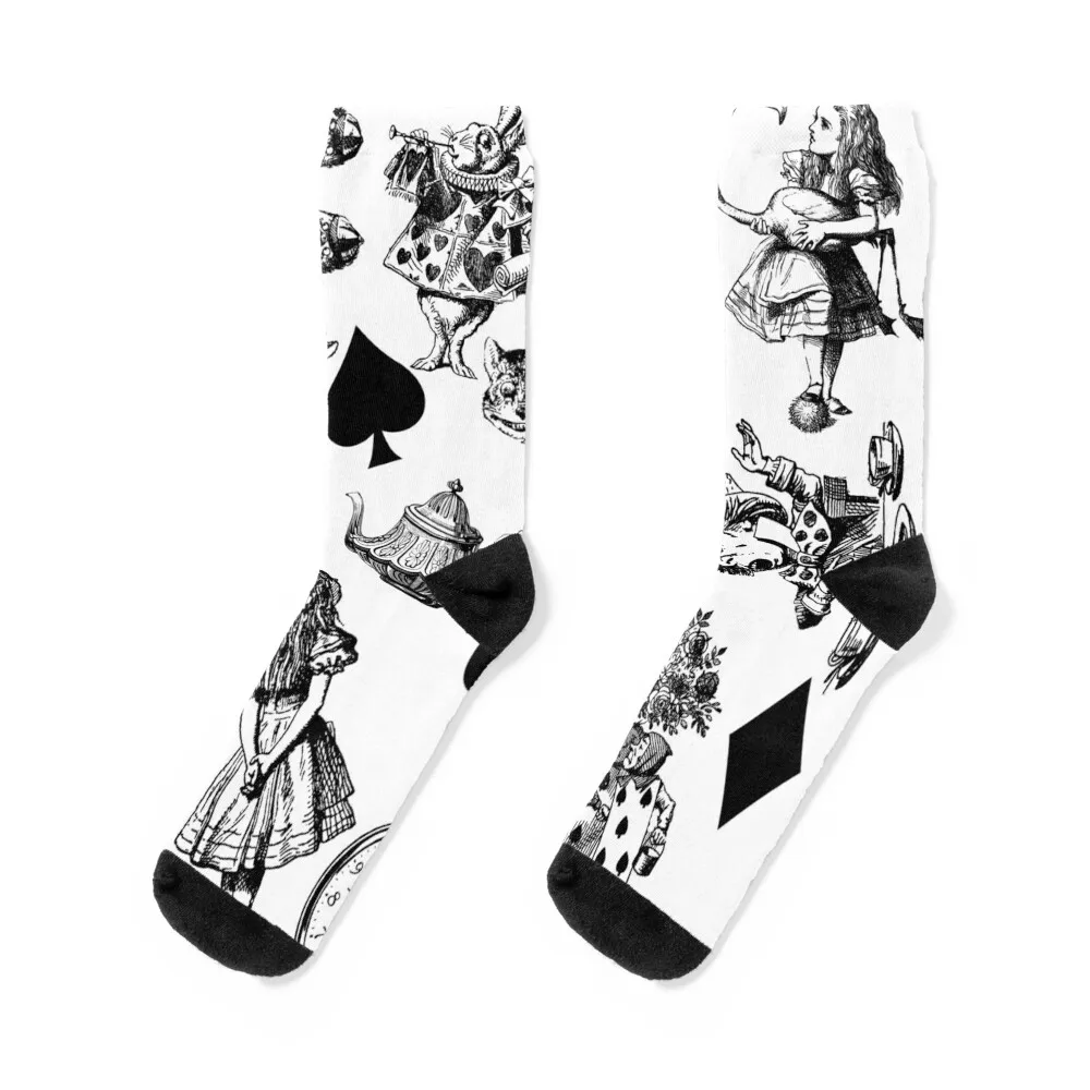 

Alice's Adventures in Wonderland White Rabbit Mad Hatter Socks soccer anti-slip anti slip football hiphop kids Men Socks Women's