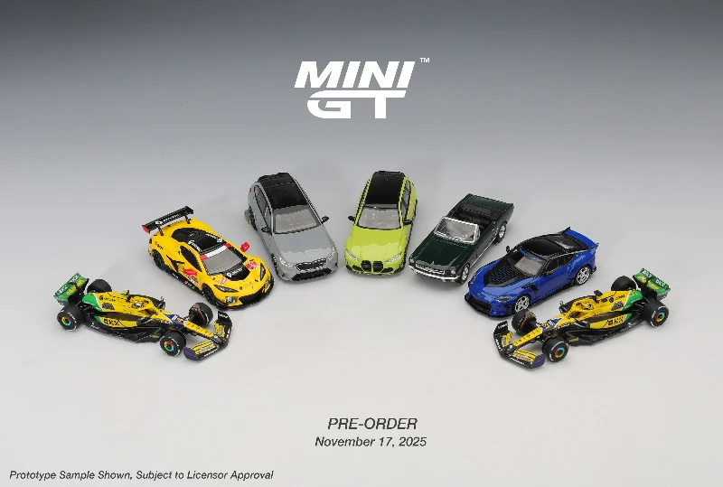 (الطلب المسبق) MINI GT 1:64 M5 / M3 / MCL38 / Mustang / Z VeilSide / Z06 حزمة صندوق ورقي Diecast Collector's Vehicle Model Car