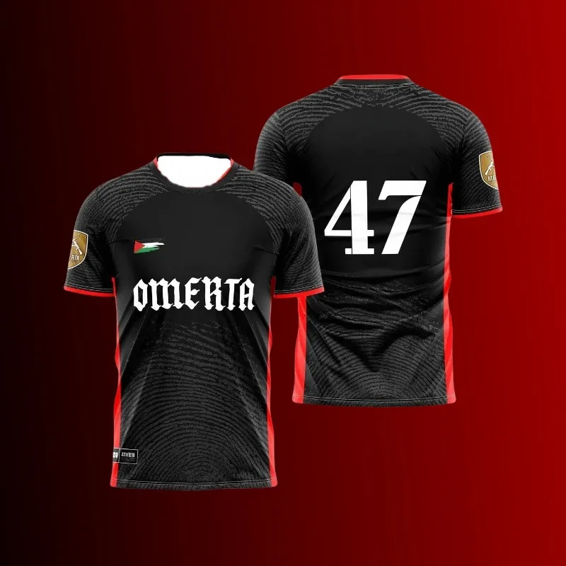 

Omerta - Men's mesh boxing jersey, breathable jersey, outdoor sportswear, round neck, short sleeved, sportsw, 3d printed