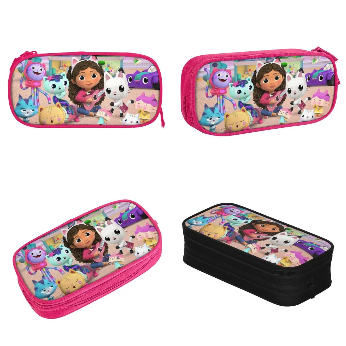 Kawaii Gabby Dollhouse Cartoon Pencil Cases Pencilcases Pen Box Kids Large Storage Pencil Bags Students School Zipper Stationery