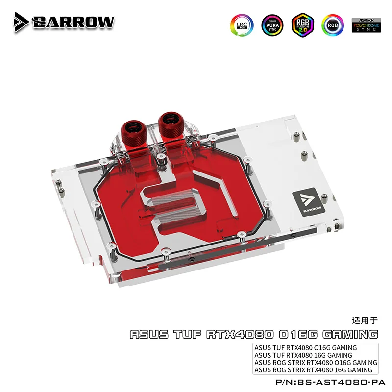 BARROW G1/4" Full Coverage Water Block For ASUS ROG STRIX/TUF RTX4080 O16G/16G GAMING,VGA Cooler,BS-AST4080-PA