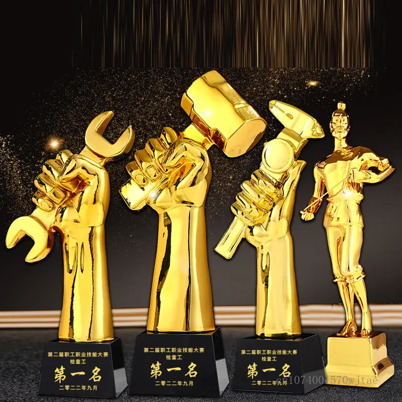 Customized Competition Wrench Hammer Sculpture, Craftsman Spirit Trophy, Customized Hammer, Skill Skill Sculpture Home Decor 1Pc