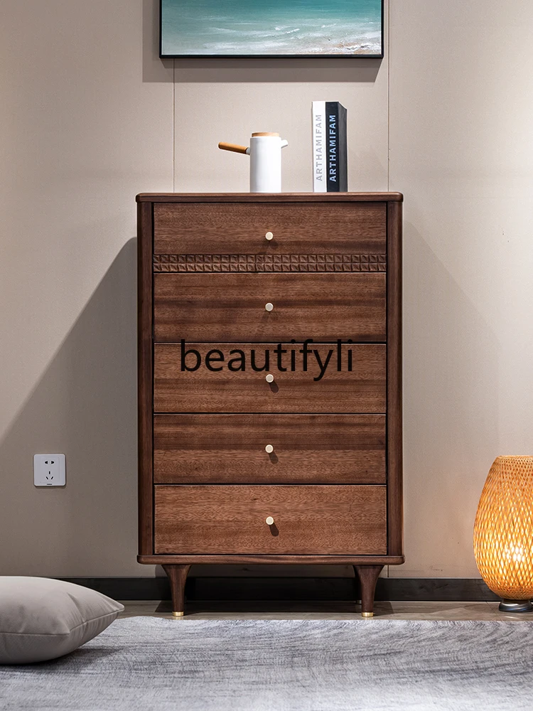 

Walnut chest medium antique chest combination all solid wood bedside storage locker