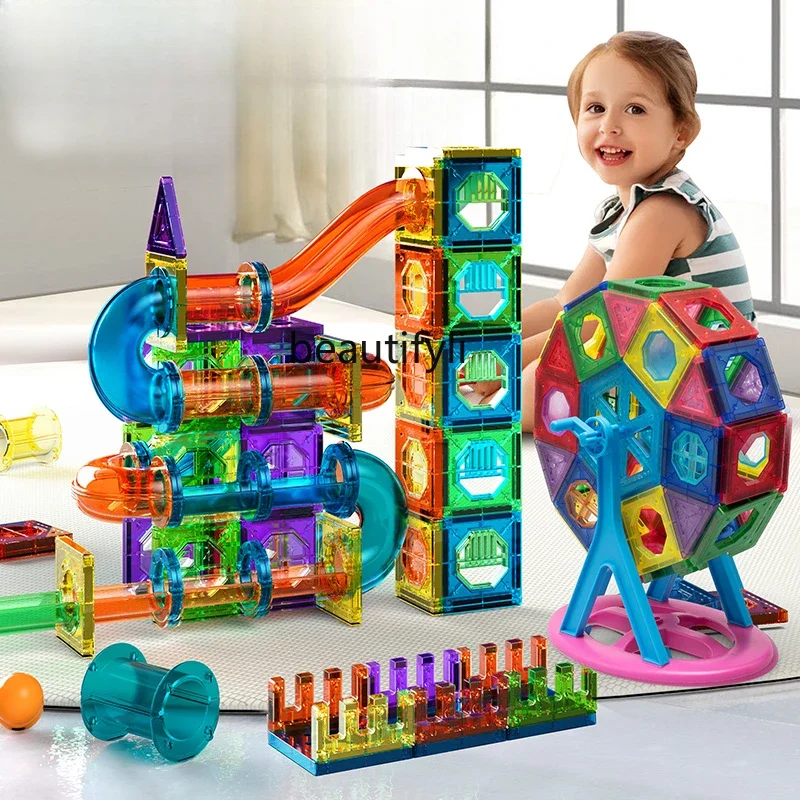 Color window magnetic sheet children educational toys large particles baby assembly building block girl boy