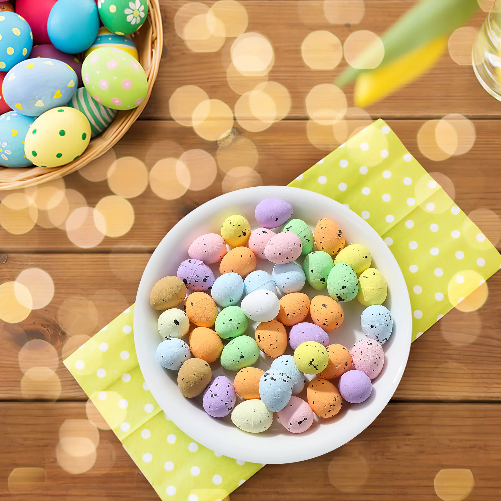

200 Pcs Colorful Foam Eggs Lightweight Decorative Fillers Miniature Easter Scene Prop Home Party Craft Supplies