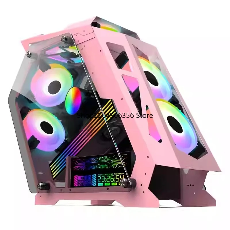 

for K God special-shaped game computer chassis, desktop tempered glass Internet cafe M-ATX e-sports side transparent chassis