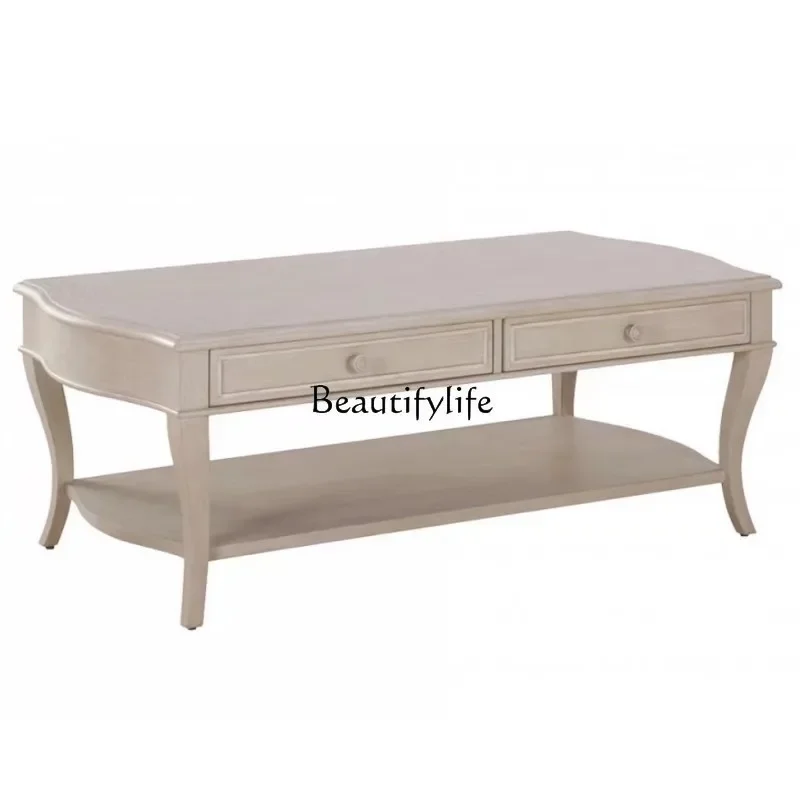 

ls 27American solid wood coffee table art antique coffee table curved tea corner table living room furniture