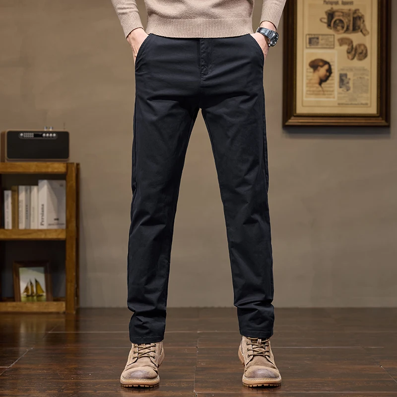 Pantalones de trabajo elásticos para hombre, pantalón informal, Delgado, Regular, moda coreana, primavera, otoño e invierno, nuevo diseño, 2024