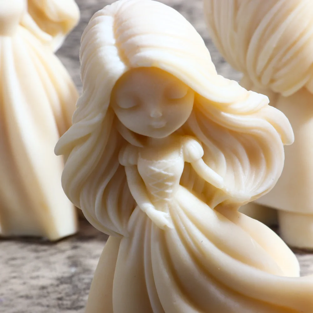 3D Sweety Princess Candle Silicone Mold DIY Cute Girls Aromatherapy Candle Gypsum Resin Soap Making Mould Craft Tabletop Decor