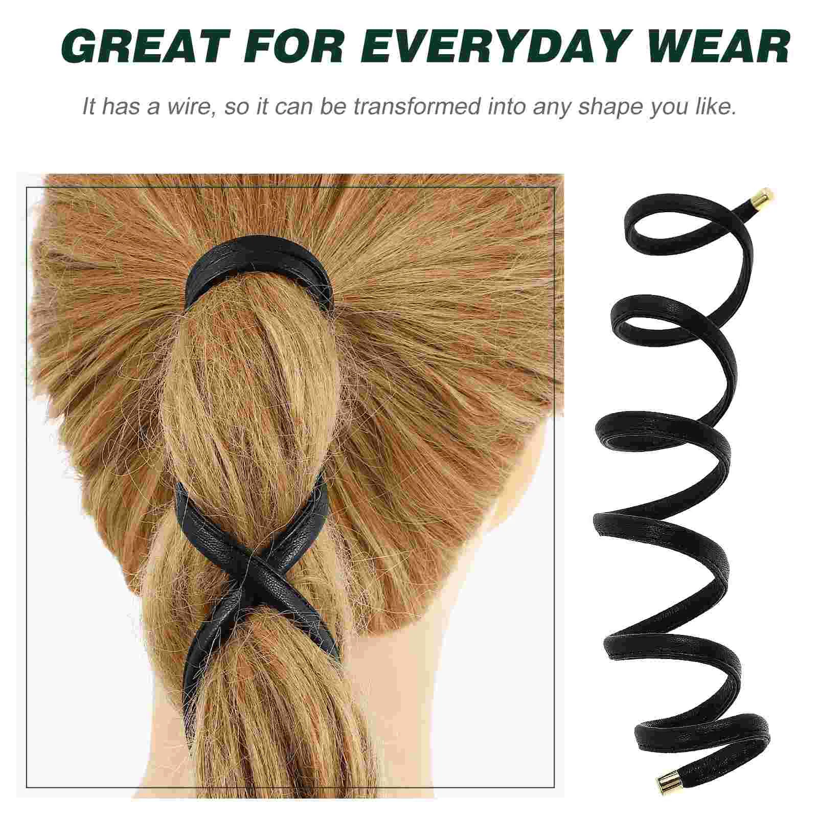

Hair Fixing Headband Bands Elastic Women Hair Tie Cuff Braid Holder PU Accessory for Women Wire Elasticity to Weave Miss