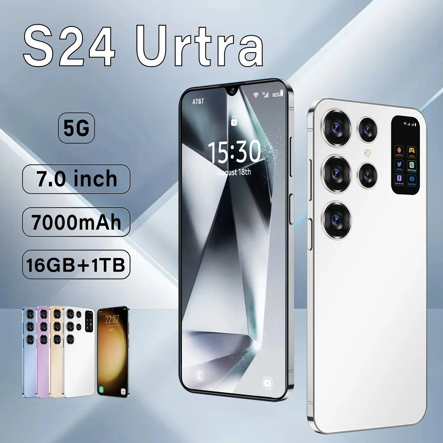 

Original S24 Ultra Smartphone Qualcomm8 Gen2 16GB+1TB 7000mAh 48+72MP Dual SIM Dual Standby 5G Android13 Globalversion NFC Phone