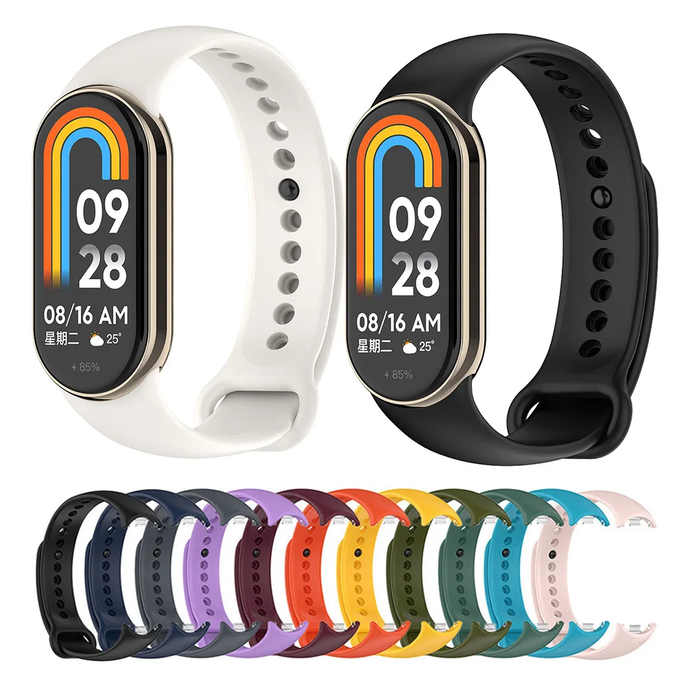 حزام معصم من السيليكون لسوار المعصم Xiaomi Mi Band 8/9 NFC مع موصل معدني