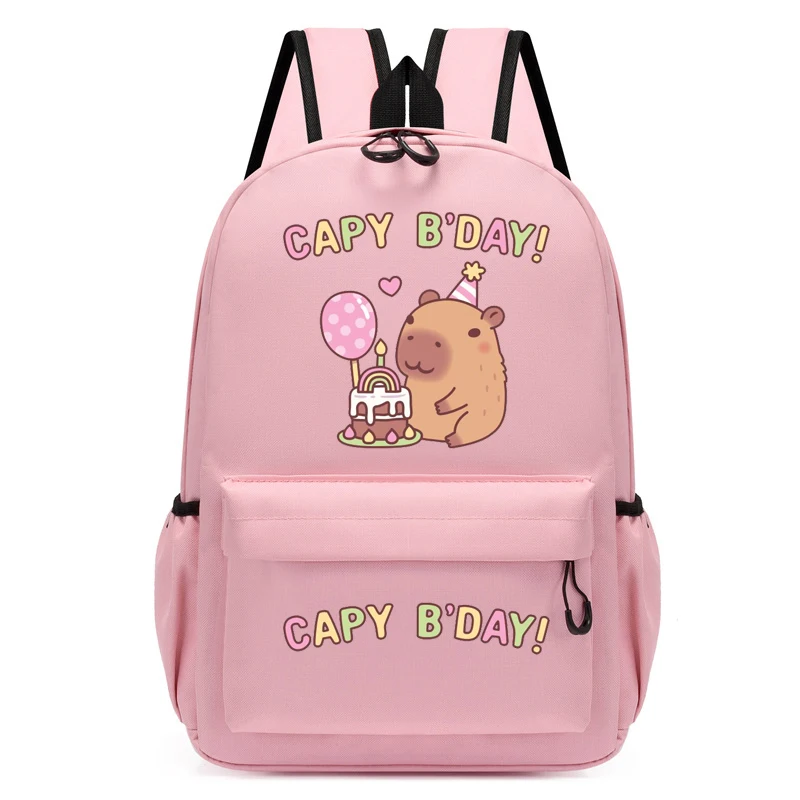 

Cute Capybara Rainbow Birthday Cake Capy Bday Anime Backpack for School Kids Girls Pink Schoolbag Back To School Anime Backpack