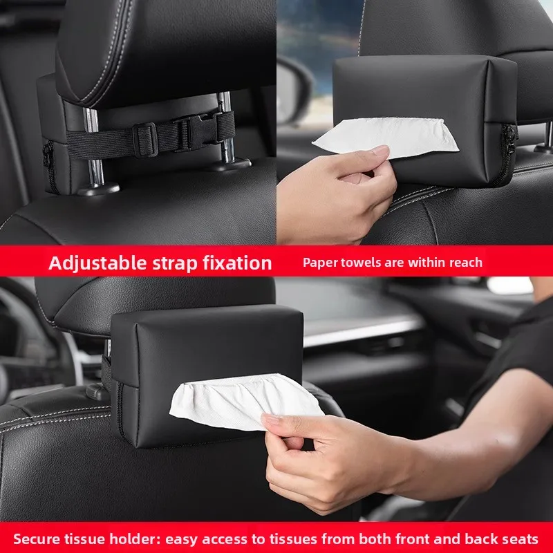 For BYD Dolphin Atto 1 2022~2025 Car Sun Visor Hanging Napkin Holder Cover,Seat Back/Arm Box With Zipper Tissue Bag Accessories