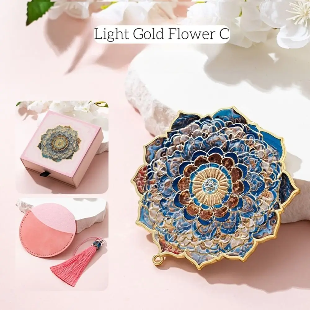 Mode prachtige Chinese stijl spiegel koper HD make-upspiegel kwastje ronde vorm 3D bloem make-up spiegel unisex