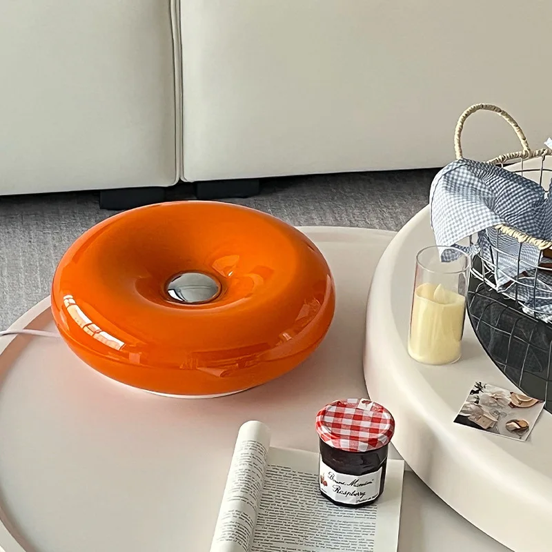 Nordic LED Wall Light Cream Doughnut Wall Sconce with Touch Switch Modern Minimalist Bedside Lamp Bedroom Living Room Decor view 6