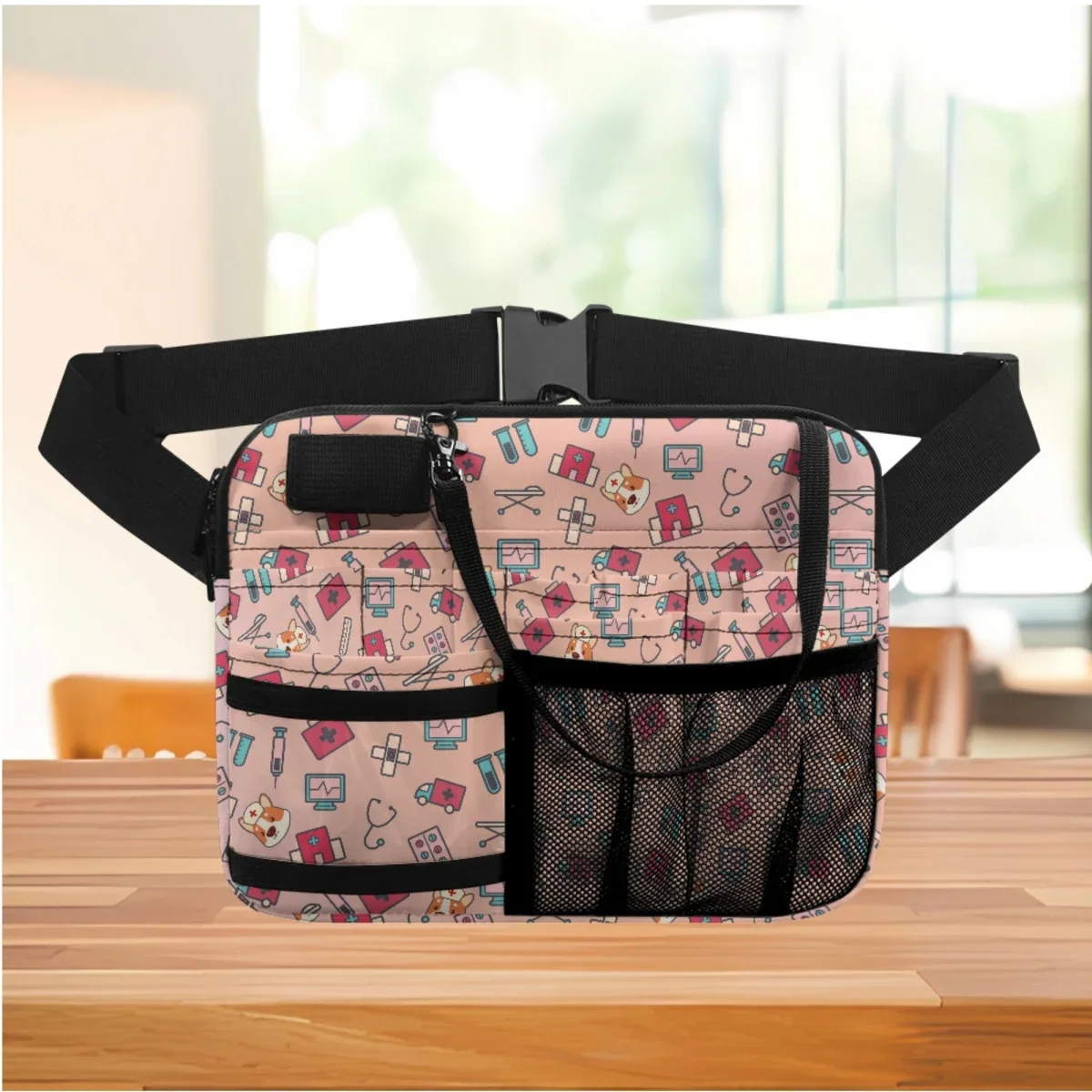 

Cute Dog Medical Luxury Design Waist Bag Hospital Work Utility Multi Pocket Nursing Belt Bag For Stethoscope Bandage Medication