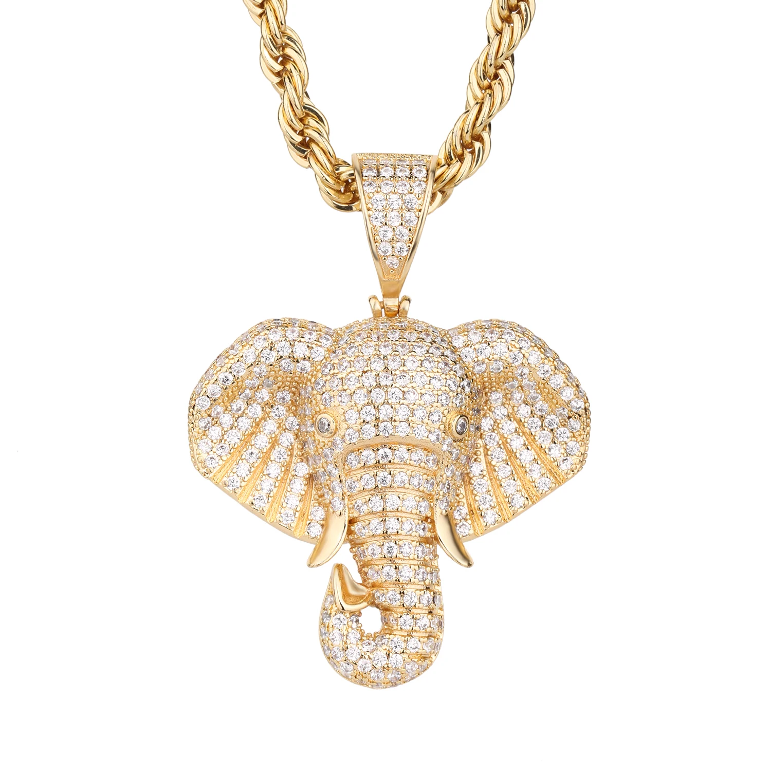 2024-New popular golden elephant trunk and head pendant