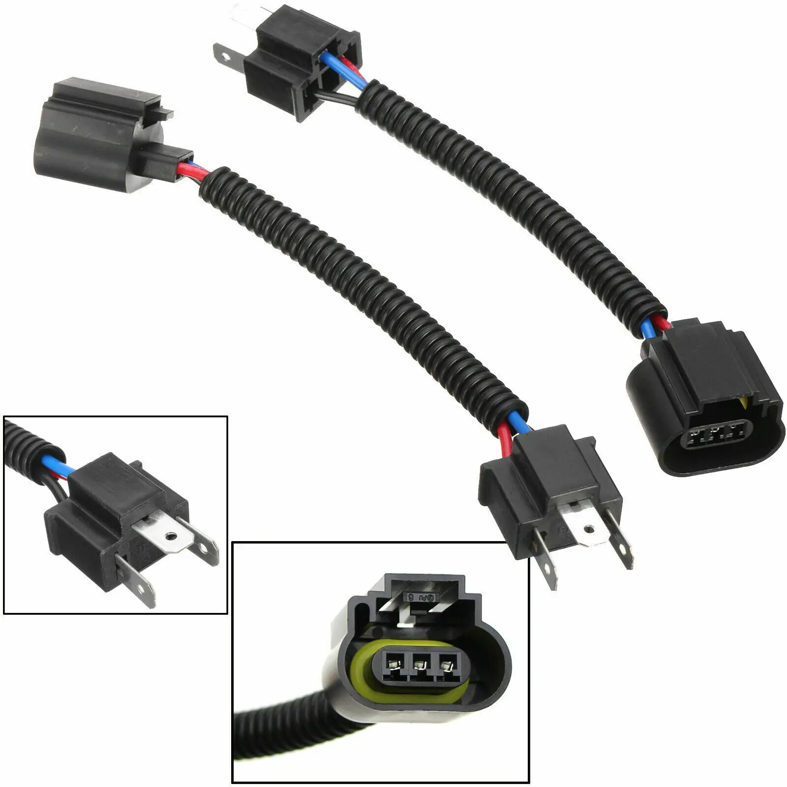 

2x H4 9003 Male To H13 9008 Female Pigtail Headlight Conversion Harness Socket