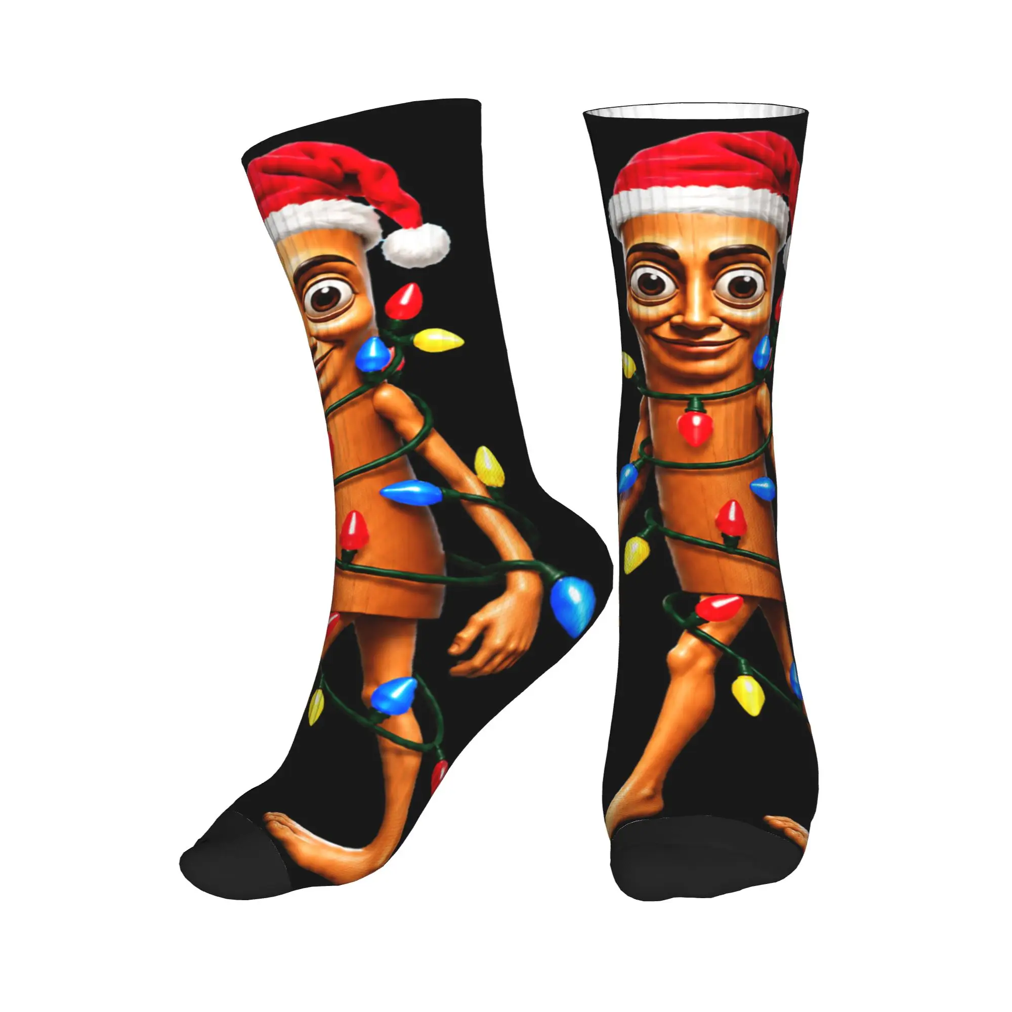 Tung Tung Sahur Santa Christmas Tree Lights Funny Xmas Meme Stockings Design Fashion Socks Winter Socks Men Running Warm Socks