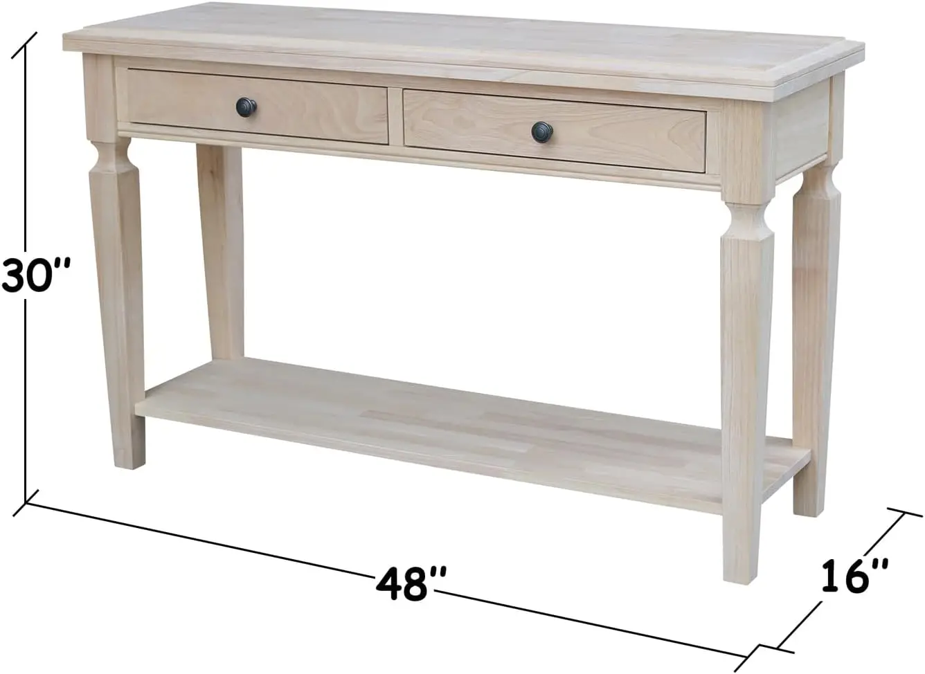 Vista Solid Wood Console/Sofa Table, Versatile Entryway Furniture, Ideal for Living Room and Office Décor - Unfinished