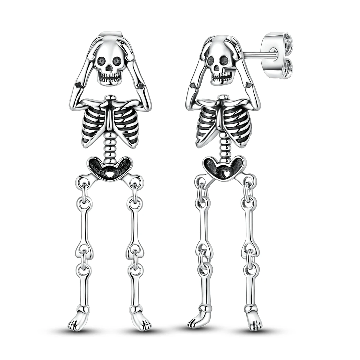 925 Sterling Silver Skull Hugging Head Stud Earrings Gothic Punk Statement Earrings For Women Men Jewelry Gift Wholesale