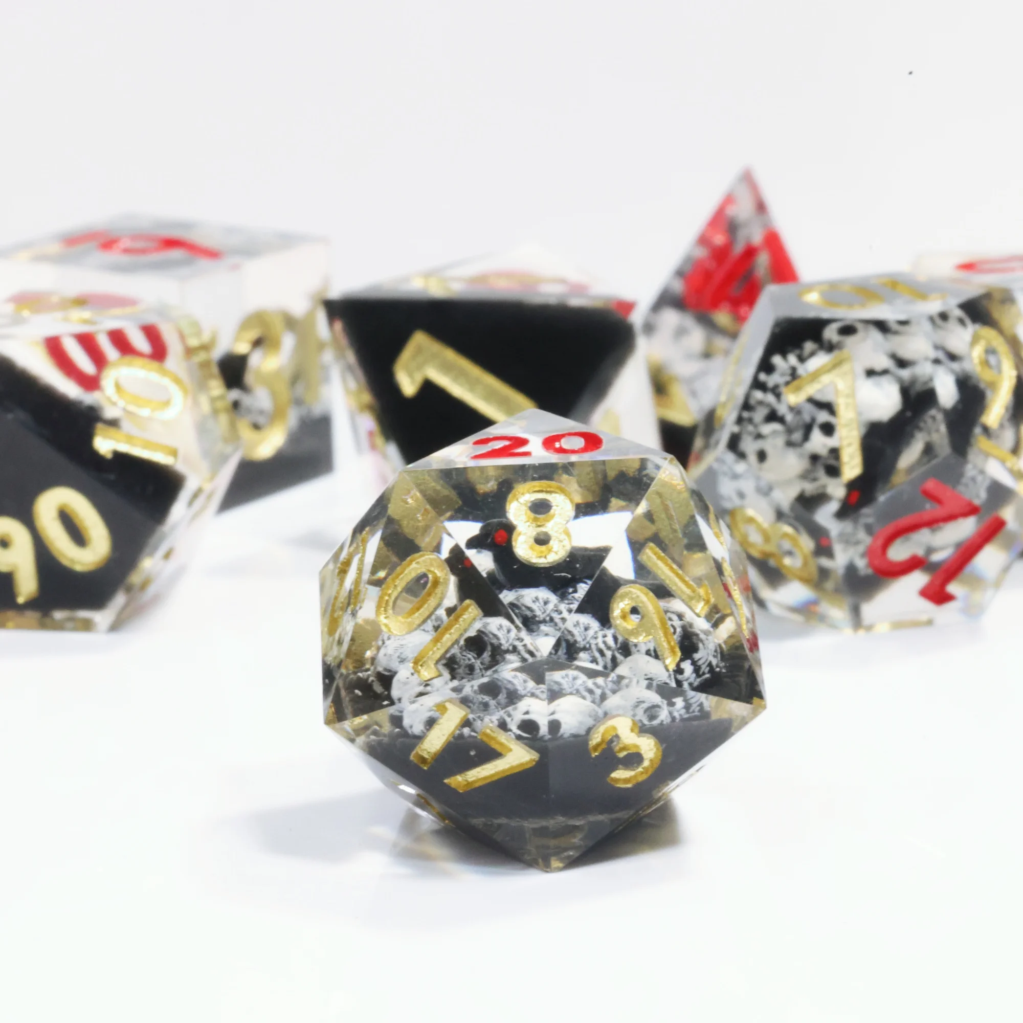 

MINI PLANET 3D Printed Crow DND Dice Set Handmade Resin D6 D20 Dice for Dungeons&Dragons Tabletop Gaming TRPG Dice D&D Custom