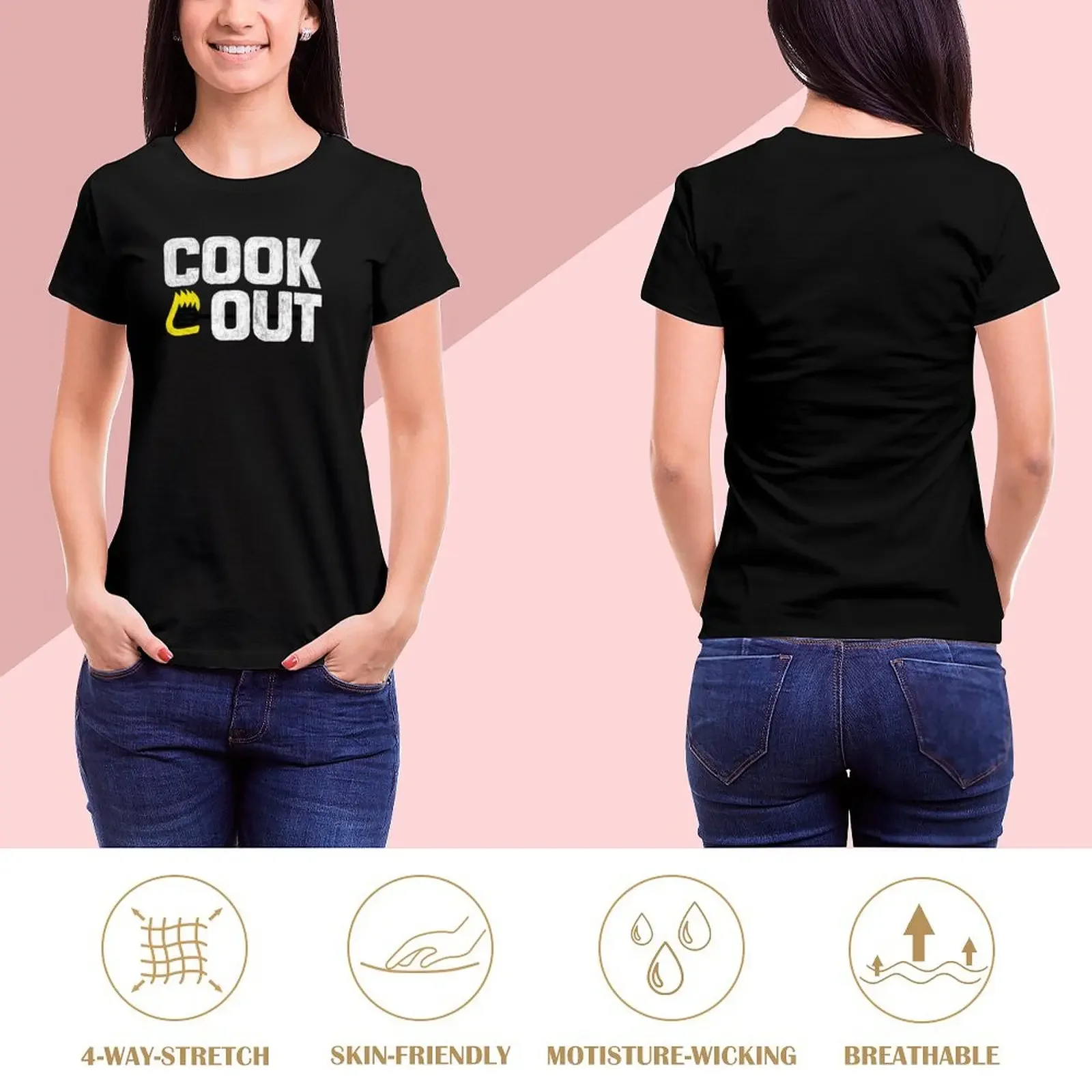 Cookout - Vintage Chalk Texture - White & Black T-Shirt summer tops cotton t shirts Women