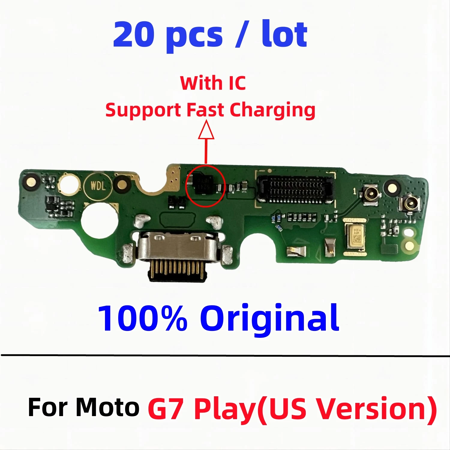 

20 Pcs/Lot. Original USB Charger Dock Connector Board Charging Port Flex Cable For Motorola Moto G7 Play US Version