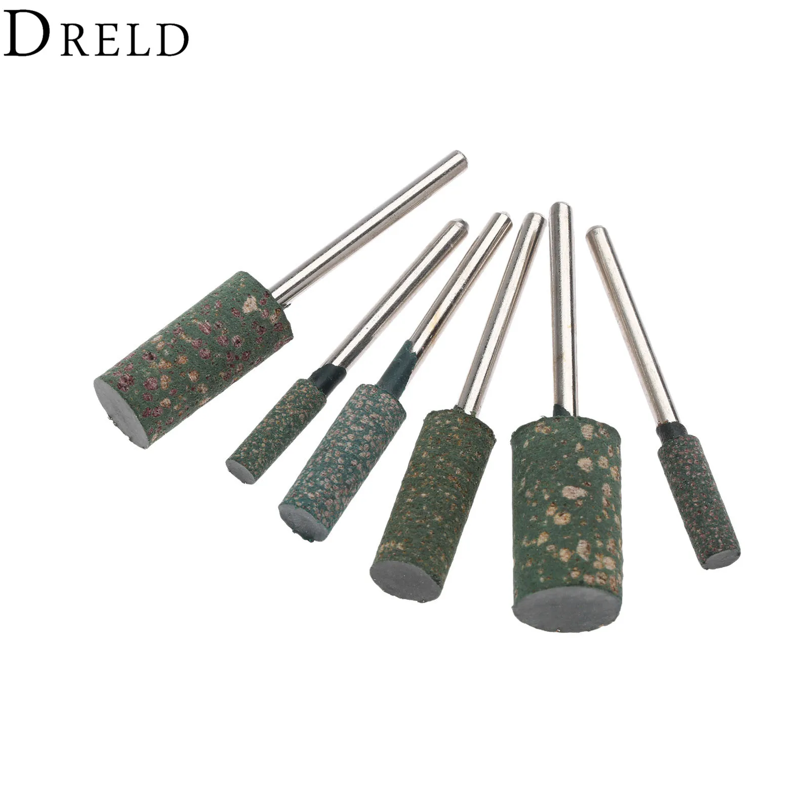 DRELD 6Pcs 3mm Shank Rubber Grinding Head Buffing Polishing Grinding Mounted Point for Metalworking Grinder Dremel  Rotary Tool