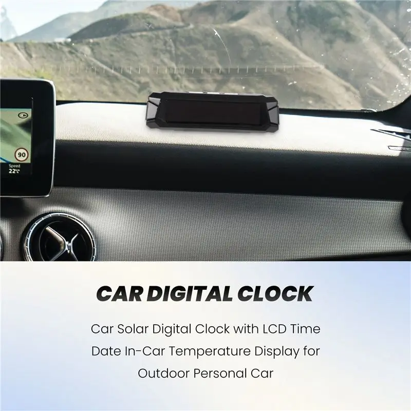 Limited Time Offer Car Solar Digital Clock With LCD Time Date In-Car Temperature Display For Outdoor Personal Car Part Decoratio