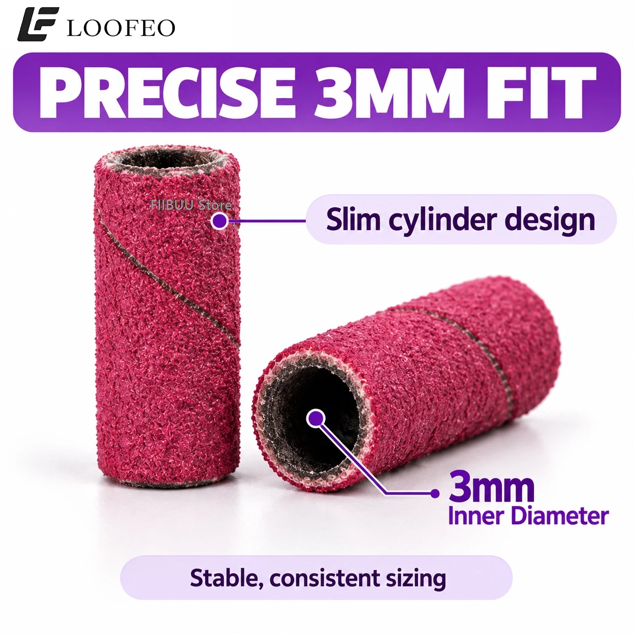 200PCS 3mm MiniNail Drill Sanding Bands Set 120/180/240 Grit Small Sanding Sleeves E-File Bits Nail File for Manicure Pedicure view 6