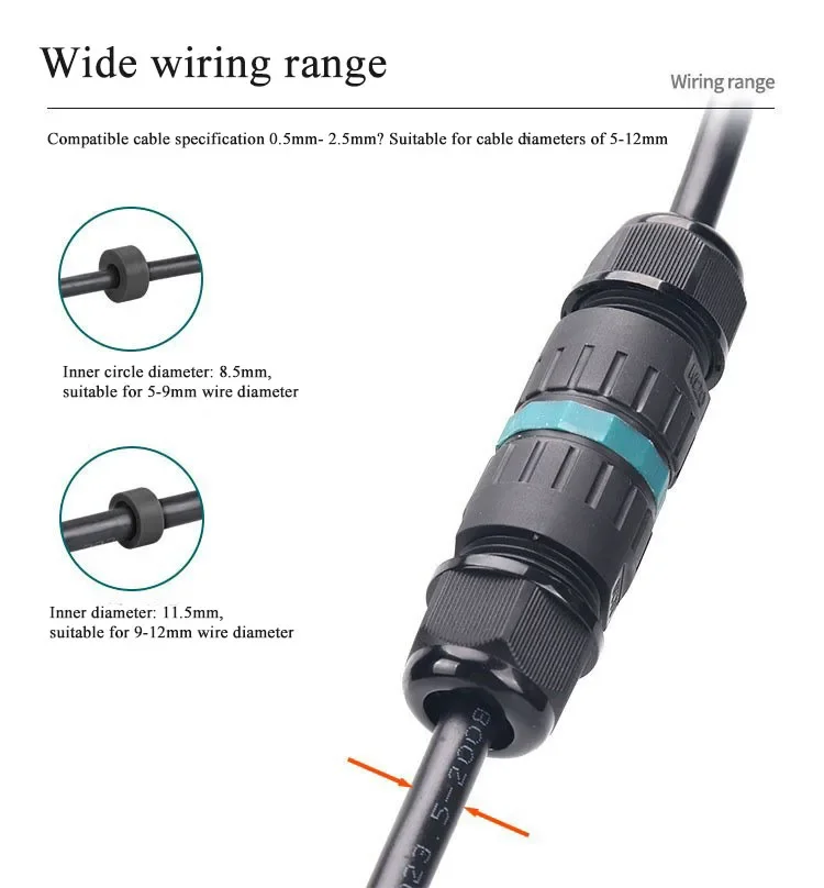 IP68 Screw-free Quick Connect Cable Connector P20 Direct Docking Cable Joint 2Pin 3Pin Wire Waterproof Terminal Connectors