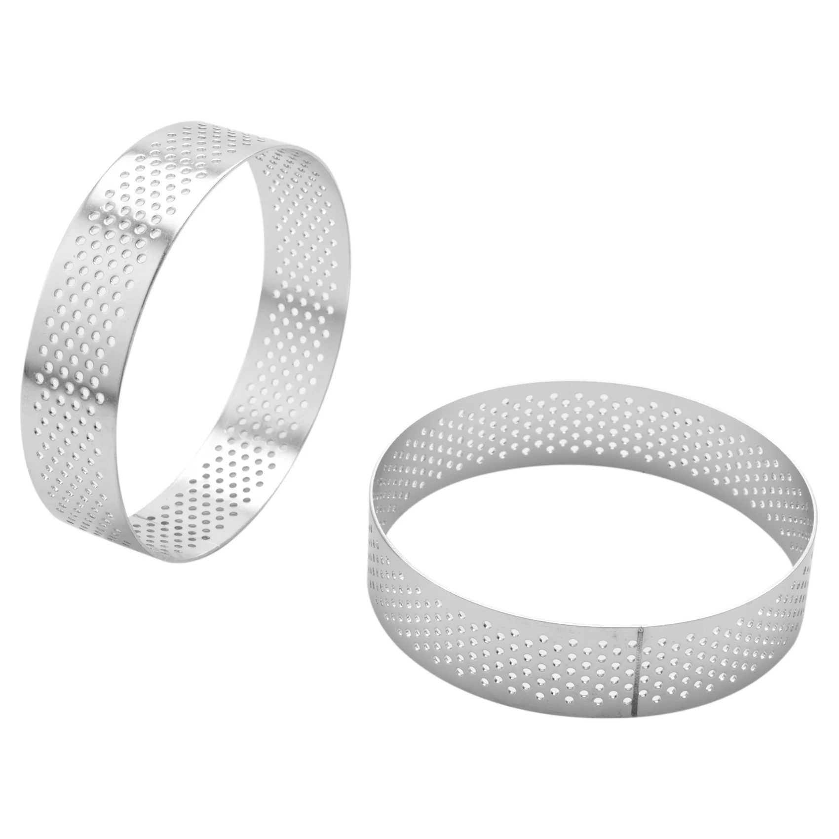 Circular Stainless Steel Porous Tart Ring Bottom Tower Pie Cake Mould Baking ToolsHeat-Resistant Perforated Cake Mousse Ring 8cm